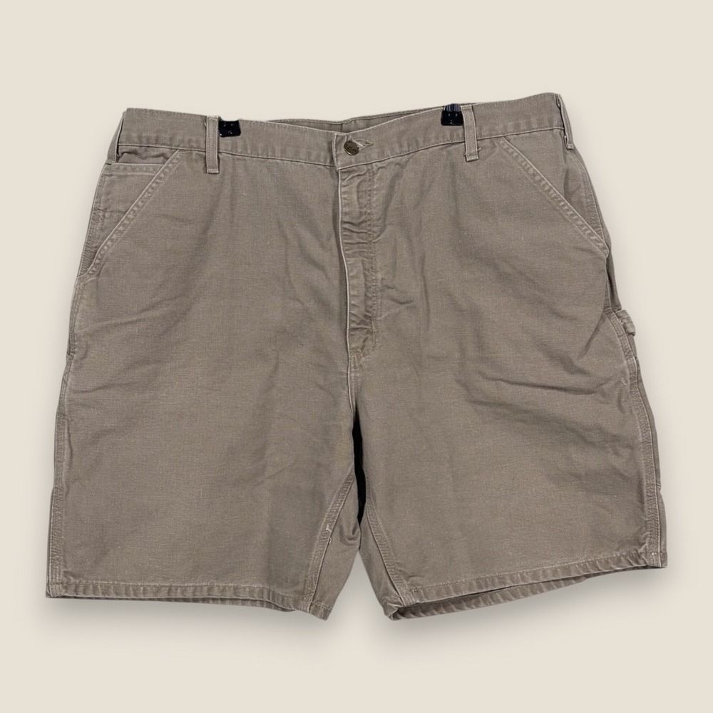 Carhartt Washed Duck Work Shorts Men Size 42 Beige Canvas Utility Slash Pocket